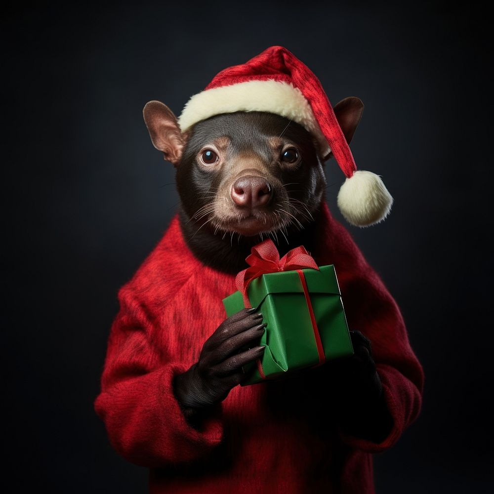 Tasmanian Devil portrait animal christmas. AI generated Image by rawpixel.
