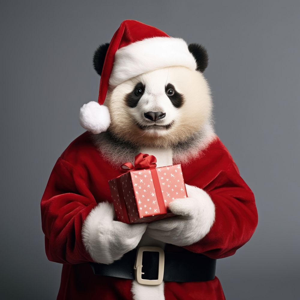 Panda christmas portrait animal. AI generated Image by rawpixel.