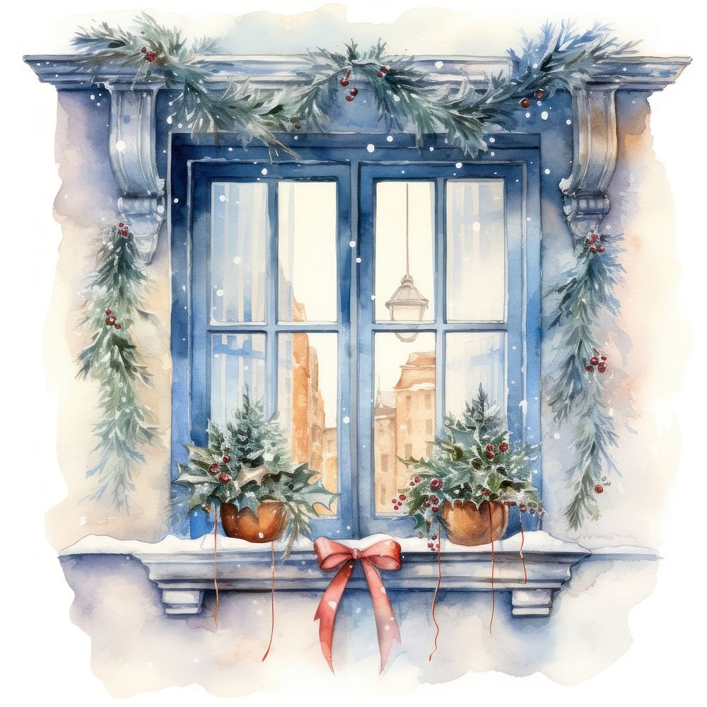 Christmas window windowsill plant. AI generated Image by rawpixel.