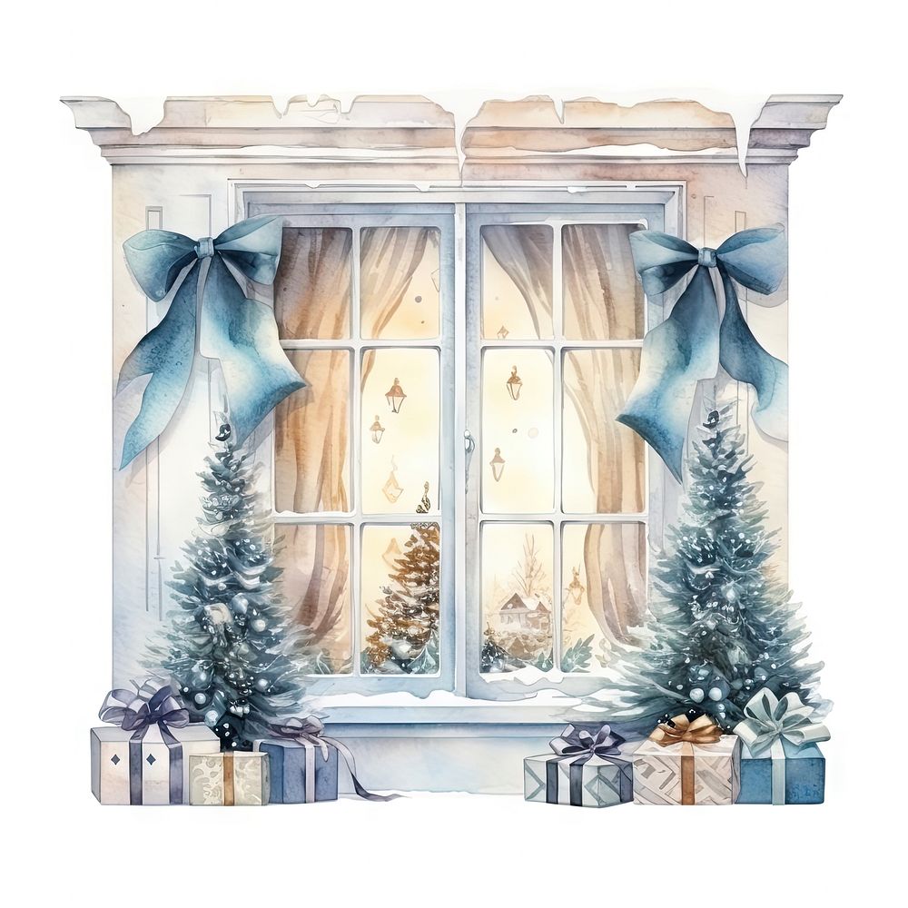Winter white window christmas tree plant. AI generated Image by rawpixel.