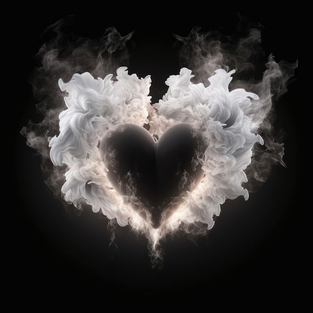 White smoke heartshape portal motion abstract darkness. AI generated Image by rawpixel.