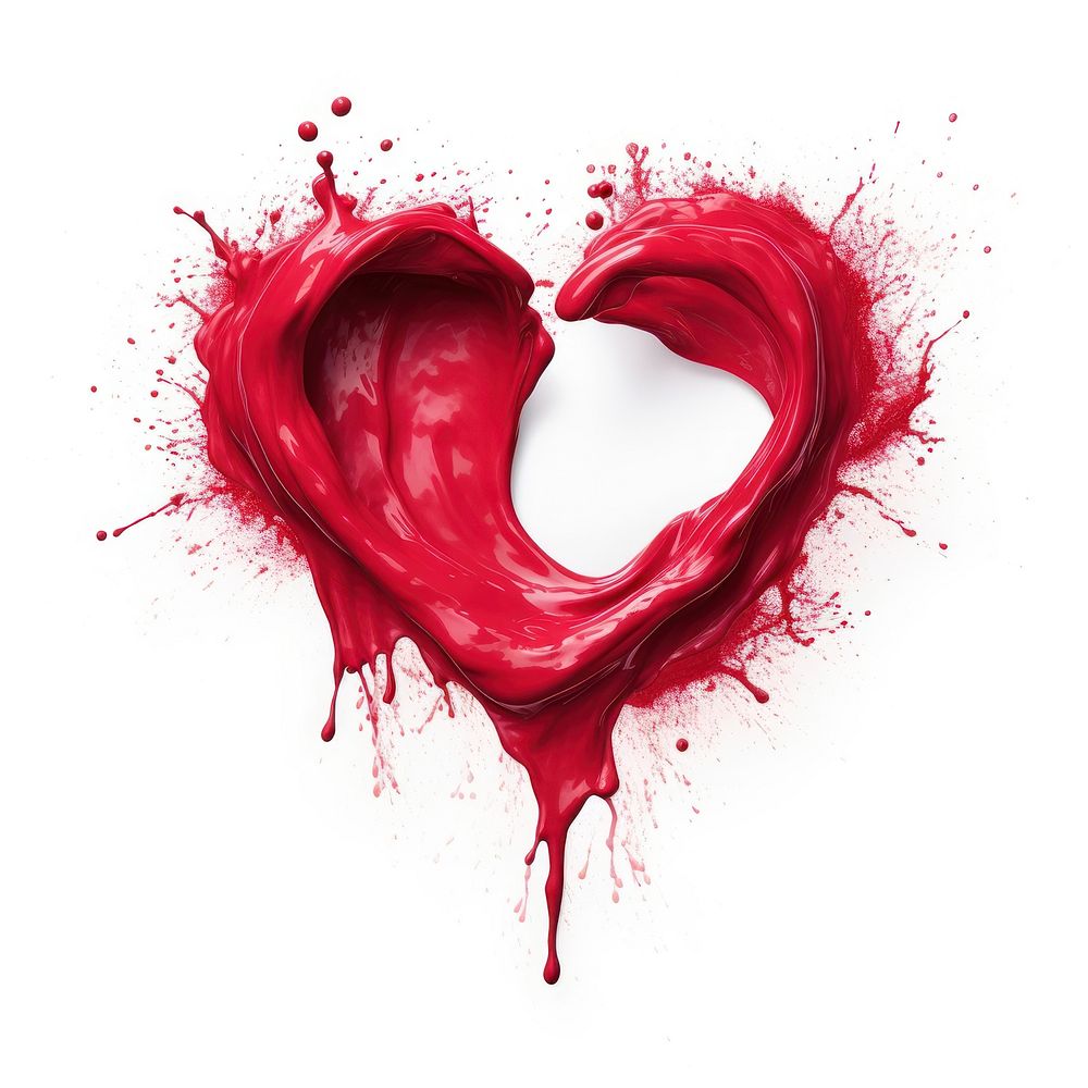 Simple real a Heartshape Splattered paint heart splattered white background. 