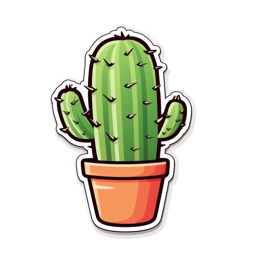Illustration sticker cactus plant houseplant. AI generated Image by rawpixel.