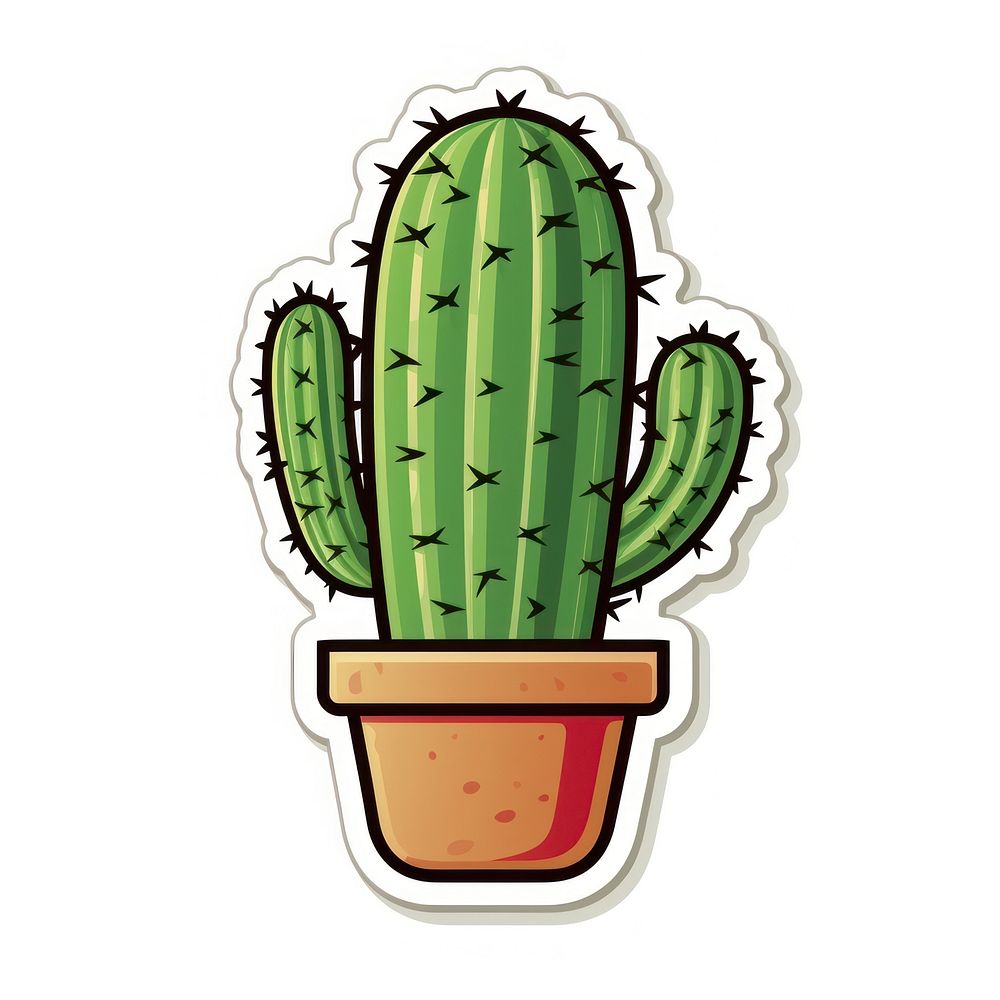 Illustration sticker cactus plant houseplant. AI generated Image by rawpixel.