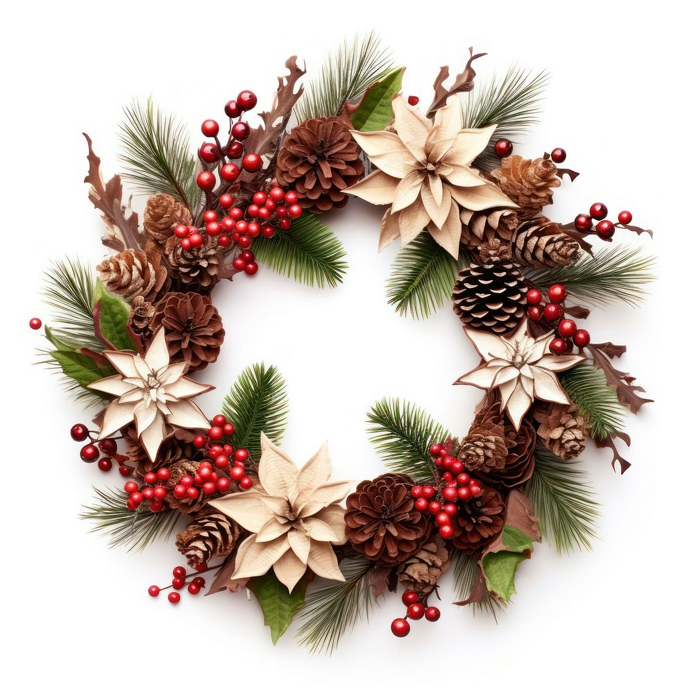 Chirstmas wreath christmas plant white background. AI generated Image by rawpixel.