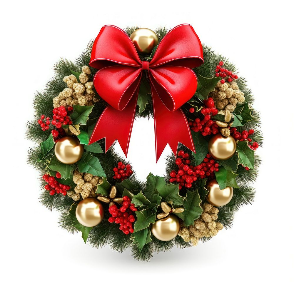 Wreath christmas gold white background. AI generated Image by rawpixel.