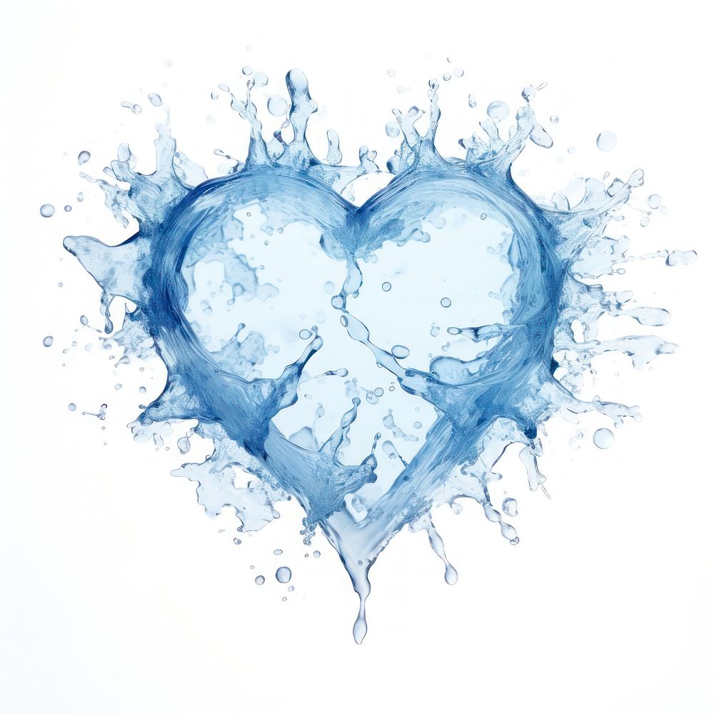Simple heartshape Ice crystal exploding blue backgrounds splattered. AI generated Image by rawpixel.