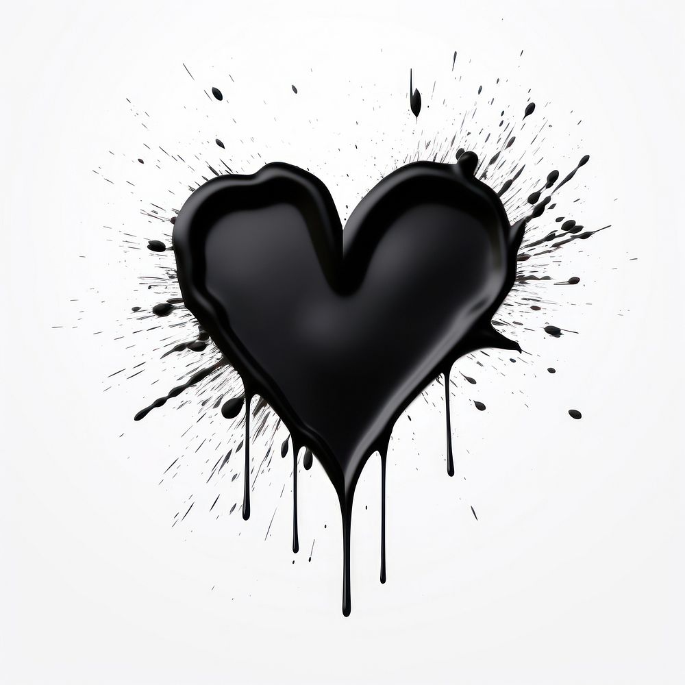 Simple heartshape real black stencil white background splattered creativity. AI generated Image by rawpixel.