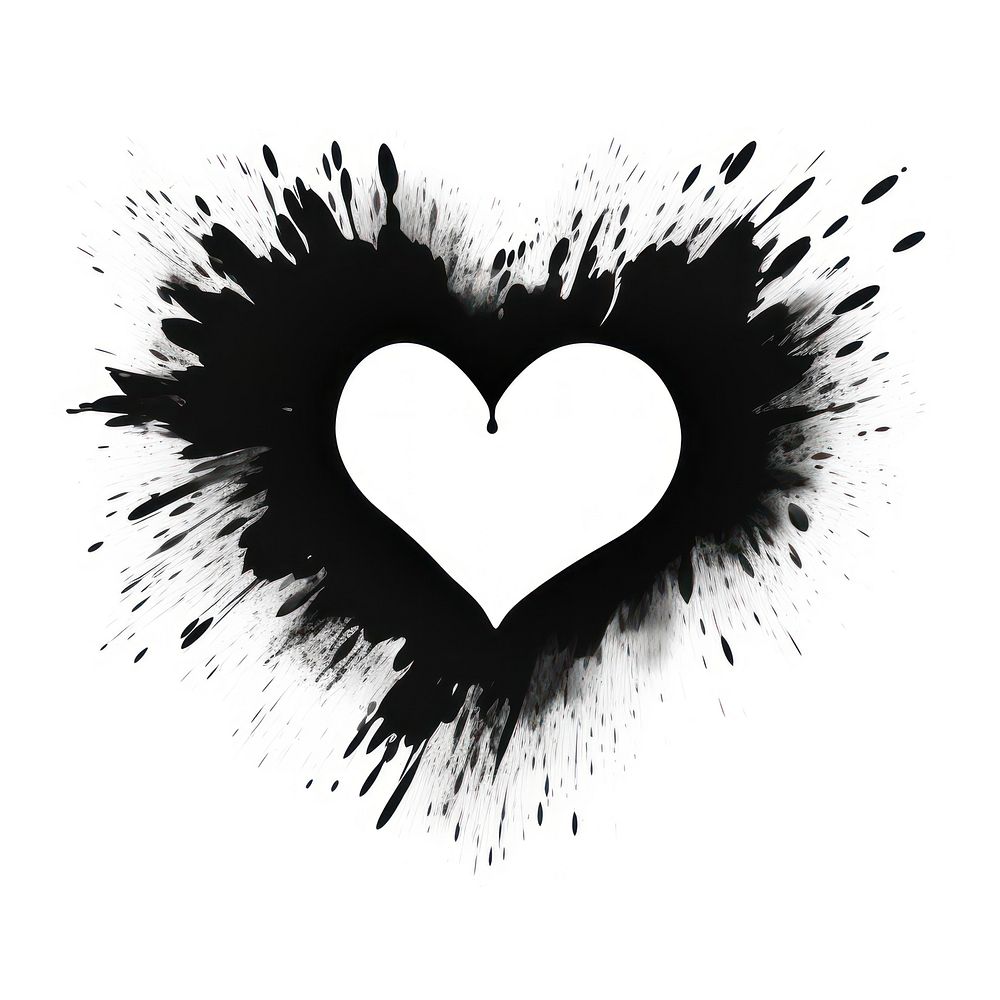 Simple heartshape real black stencil white logo white background. AI generated Image by rawpixel.