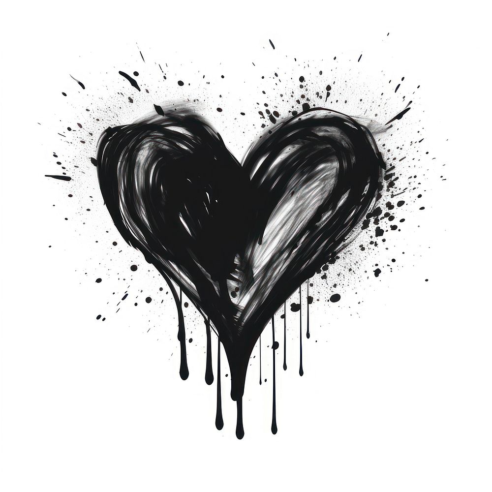 Simple heartshape real black stencil drawing sketch white background. AI generated Image by rawpixel.