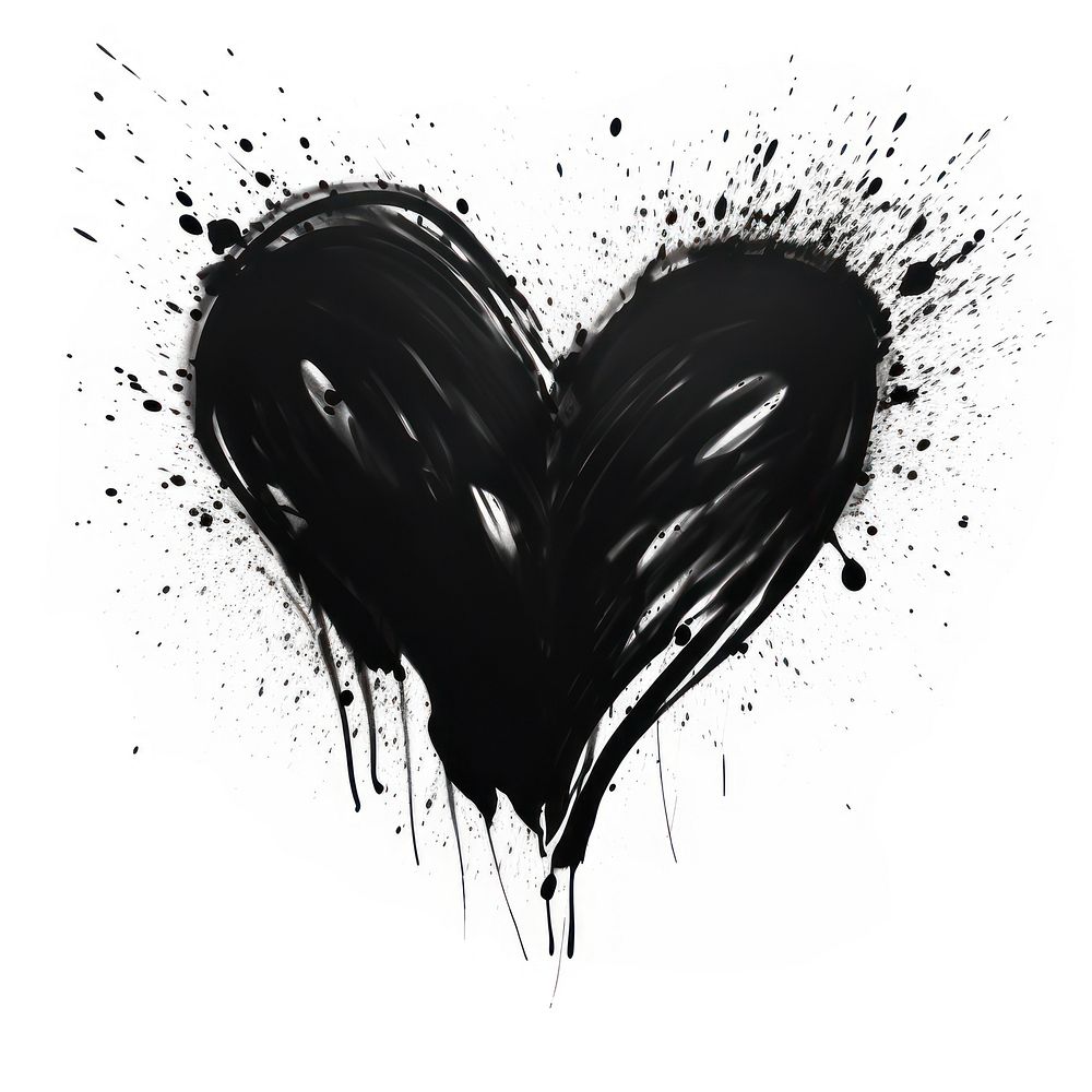 Simple heartshape real black stencil drawing sketch white background. AI generated Image by rawpixel.