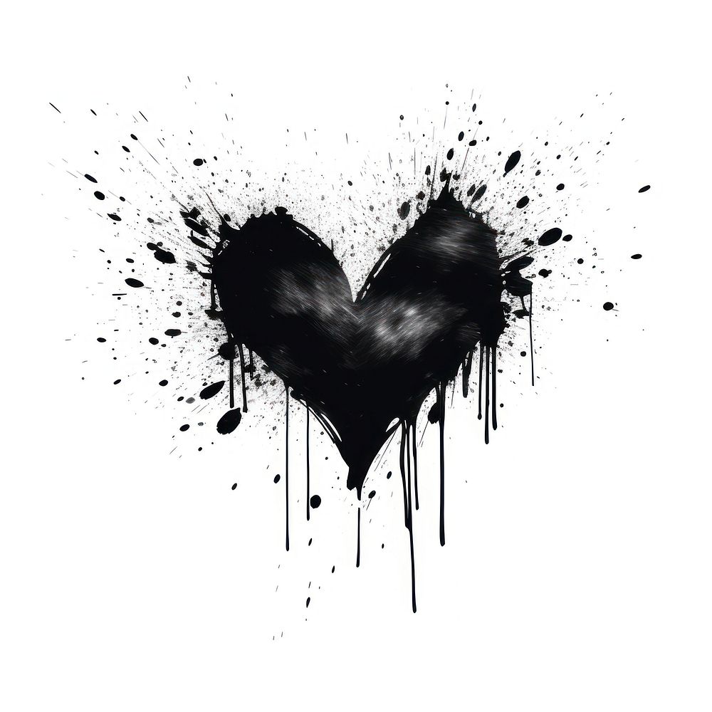 Simple heartshape real ink splatter drawing sketch black. AI generated Image by rawpixel.