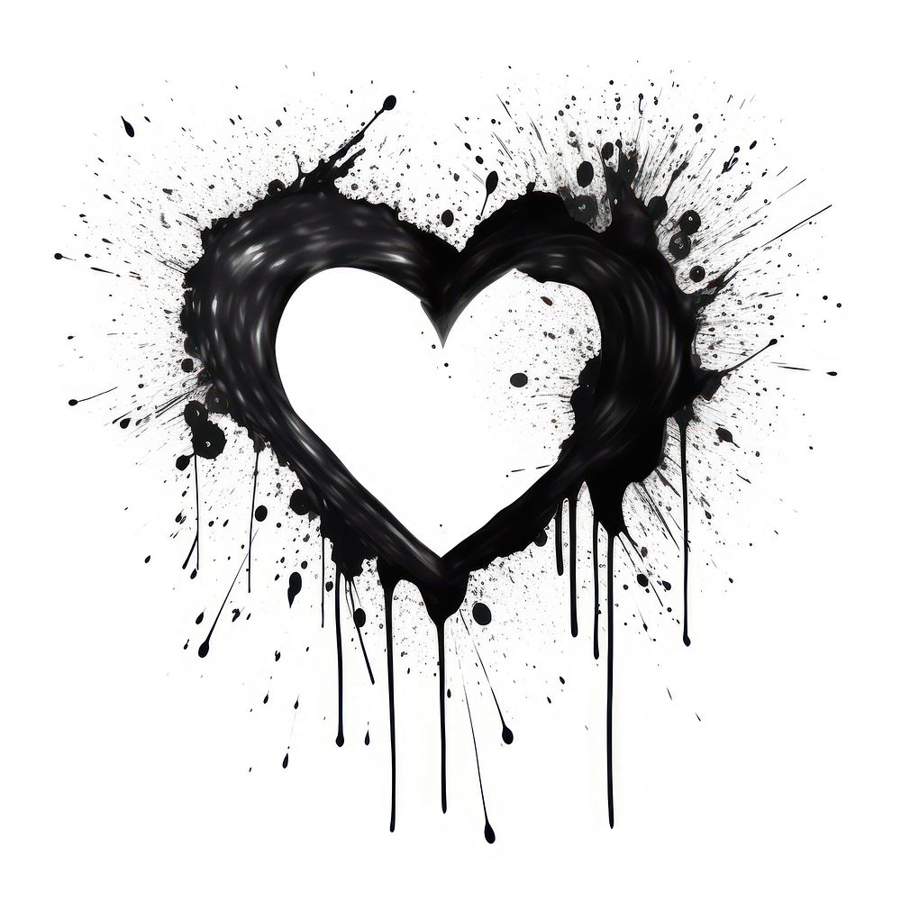 Simple heartshape real ink splatter drawing stencil sketch. AI generated Image by rawpixel.