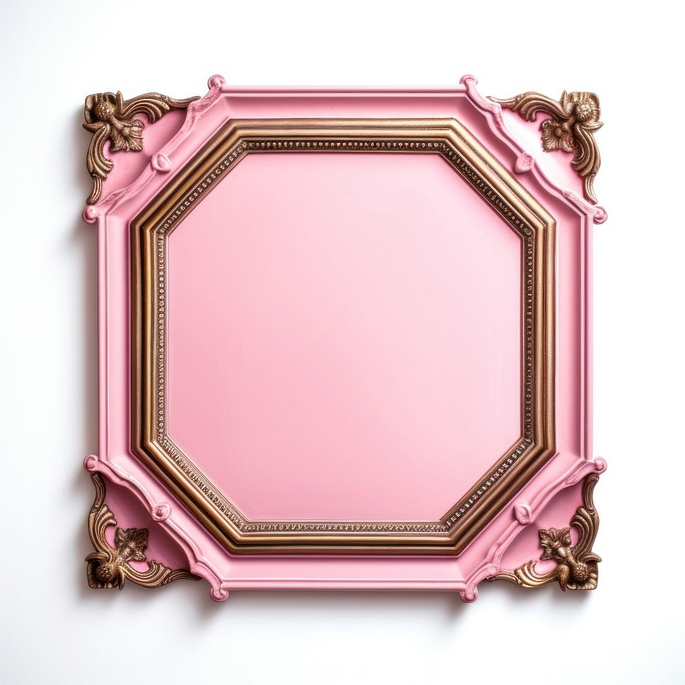 Pink Octagon design frame vintage photo pink white background. AI generated Image by rawpixel.