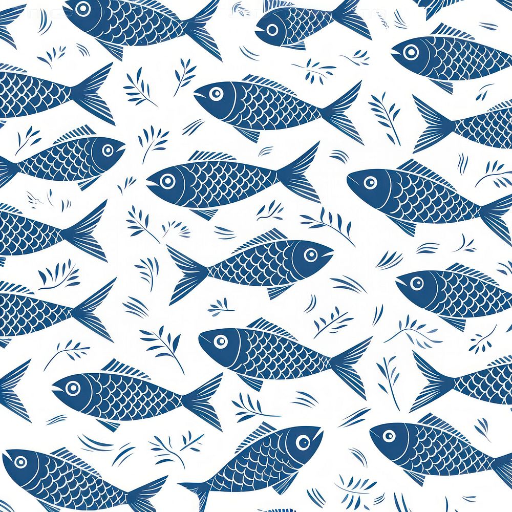 Fish chinese blue pattern backgrounds animal cartoon. AI generated Image by rawpixel.