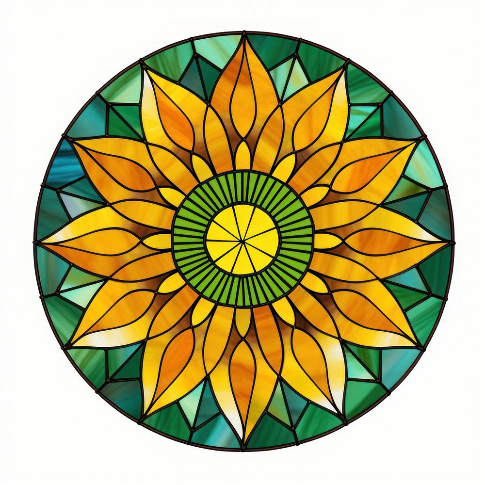 Glass sunflower art shape stained glass. AI generated Image by rawpixel.