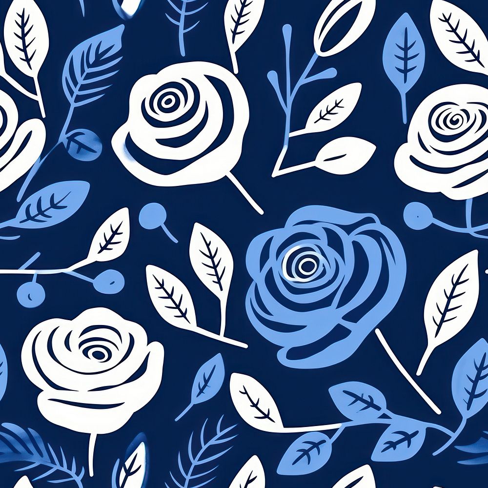 Blue rose pattern nature backgrounds. AI generated Image by rawpixel.