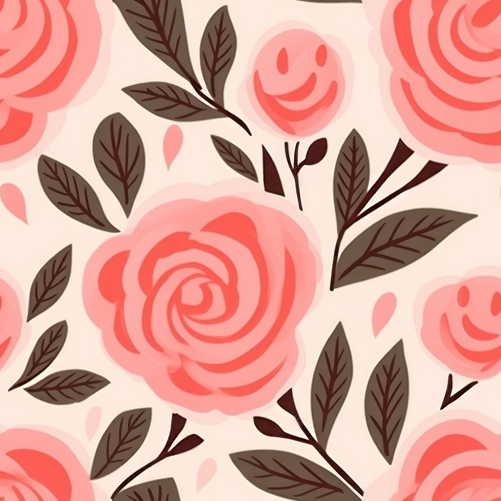 Pink rose pattern flower plant. AI generated Image by rawpixel.