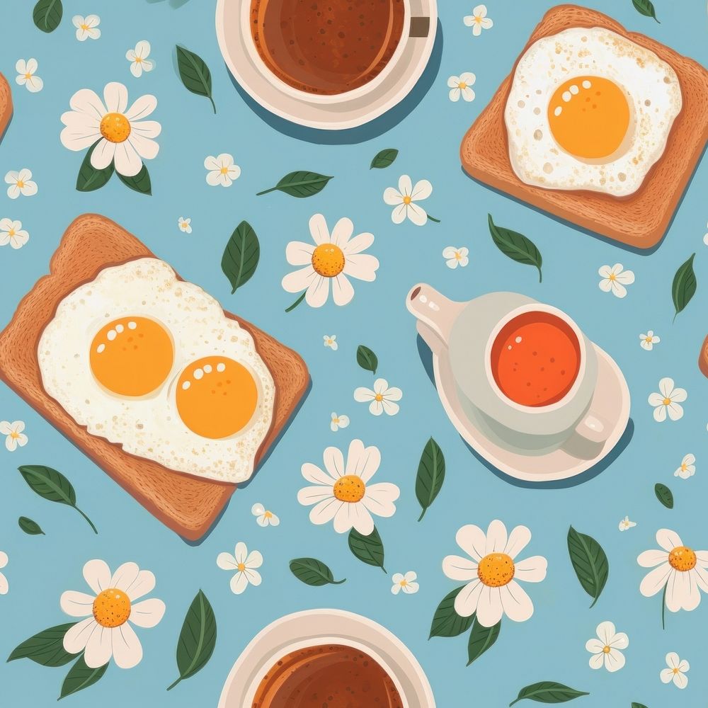 Breakfast pattern food egg. AI generated Image by rawpixel.