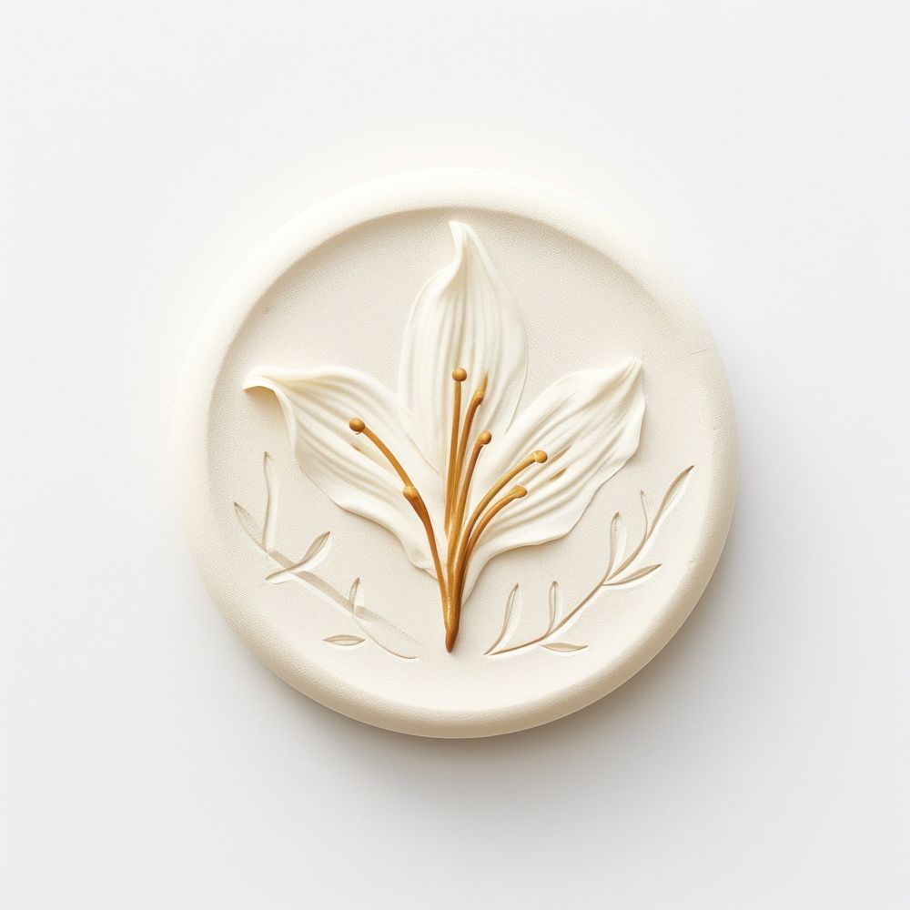 Relief Lily white background creativity porcelain. AI generated Image by rawpixel.