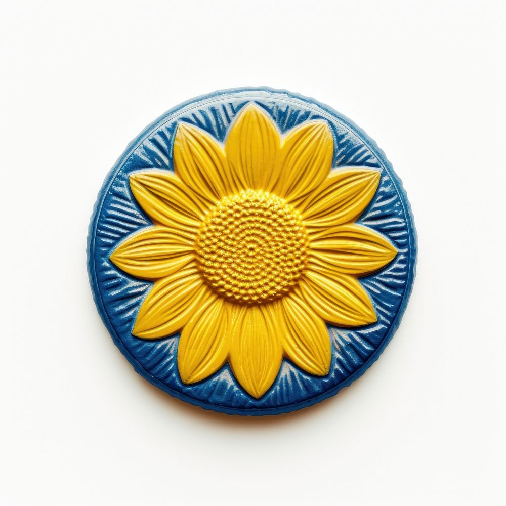 Sunflower pattern yellow blue. AI generated Image by rawpixel.