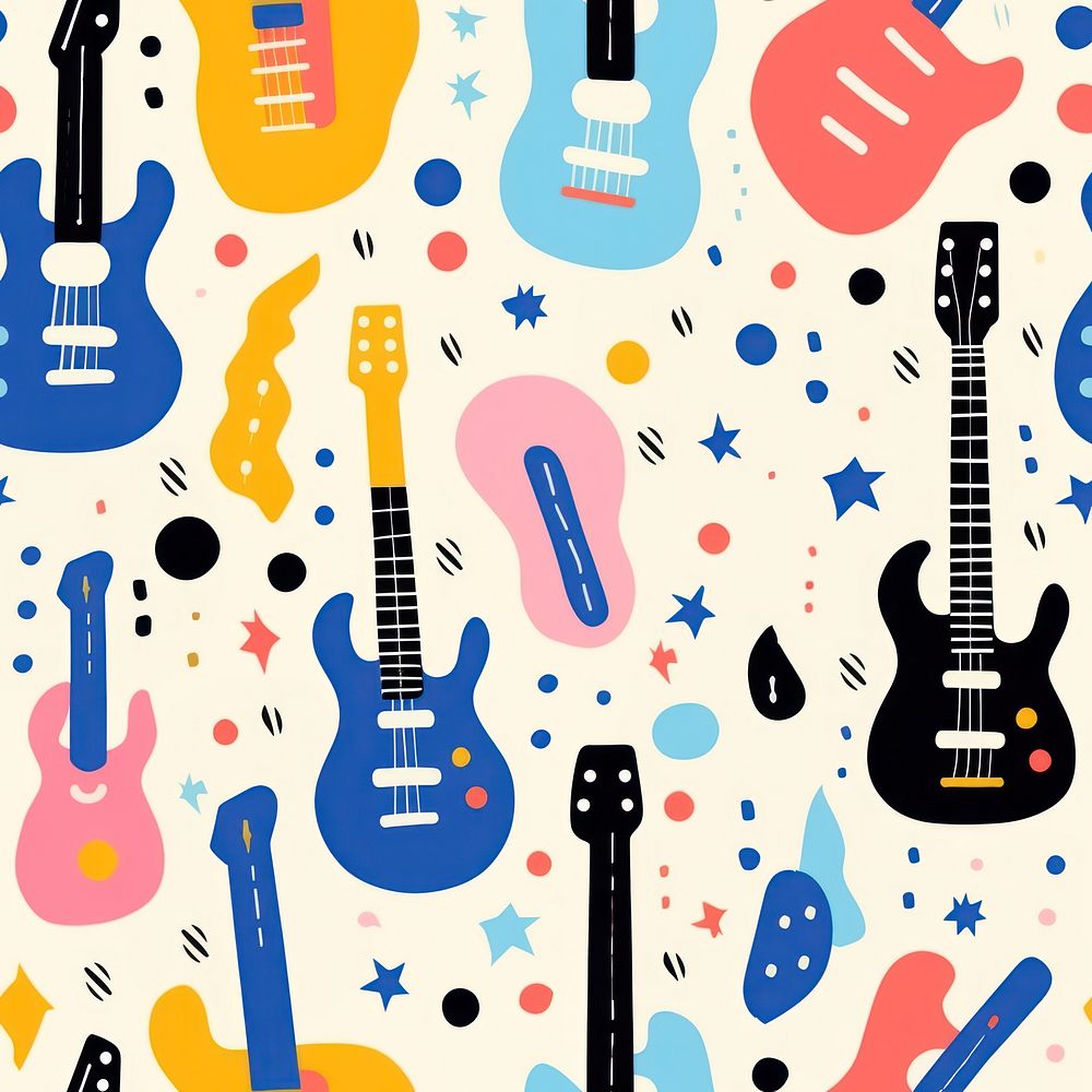 Guitar pattern guitar backgrounds. AI generated Image by rawpixel.