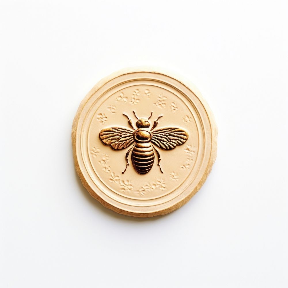 Bee locket white background representation. AI generated Image by rawpixel.