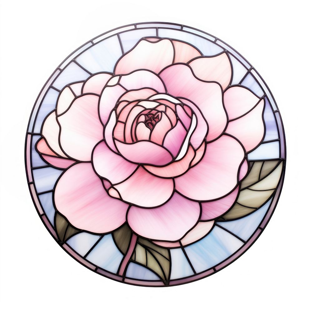 Glass Camellia flower plant stained glass. AI generated Image by rawpixel.