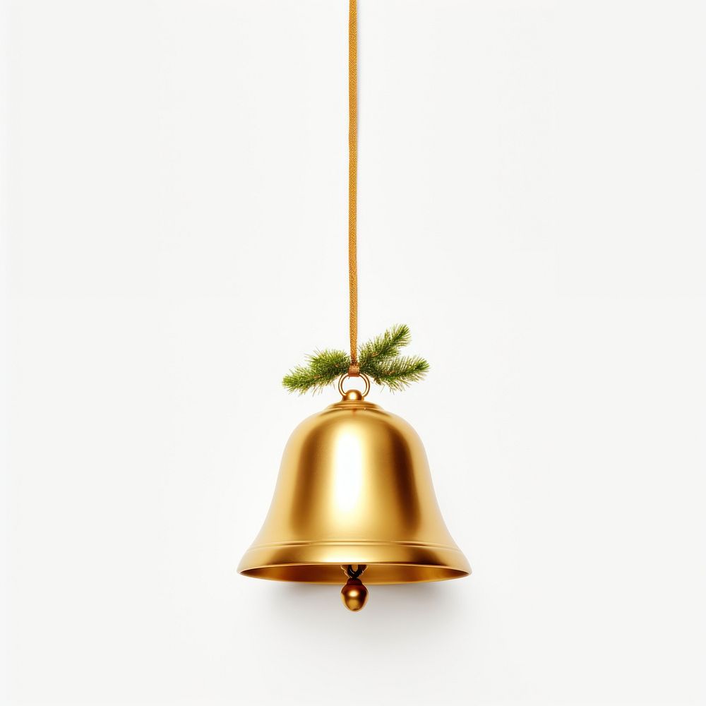 Christmas gold bell christmas lamp white background. AI generated Image by rawpixel.