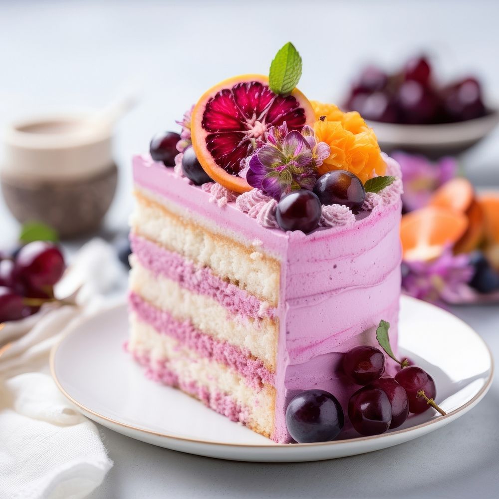 Delicious fruits cake dessert berry cream. AI generated Image by rawpixel.