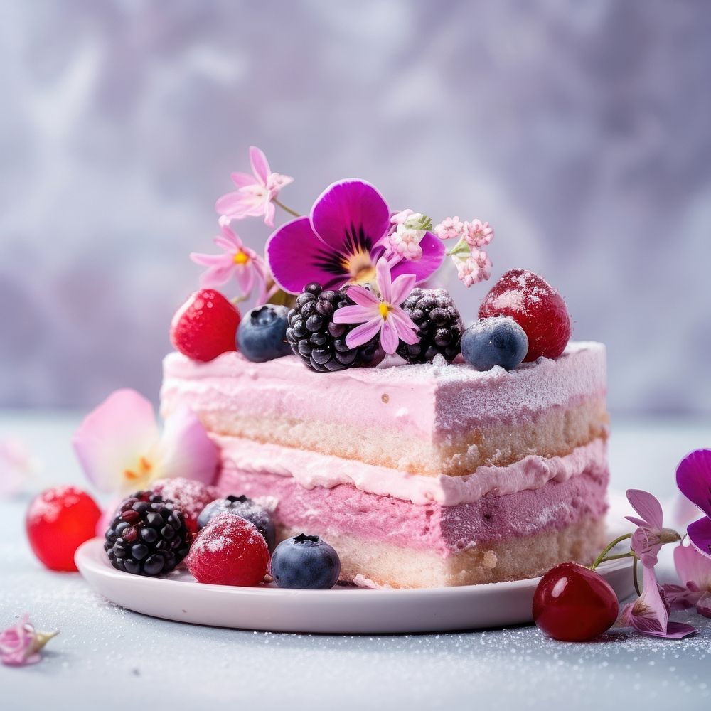 Delicious fruits cake dessert flower berry. AI generated Image by rawpixel.