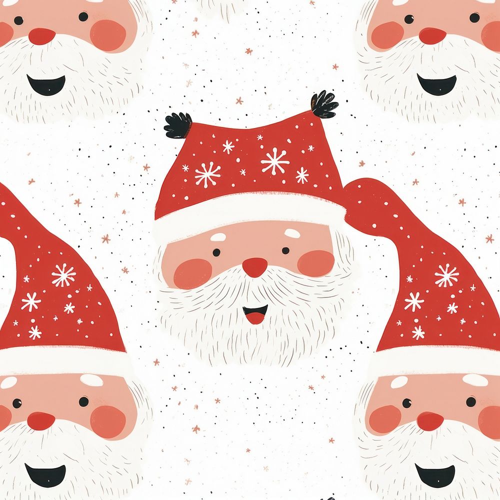 Santa illustrated pattern drawing. AI generated Image by rawpixel.