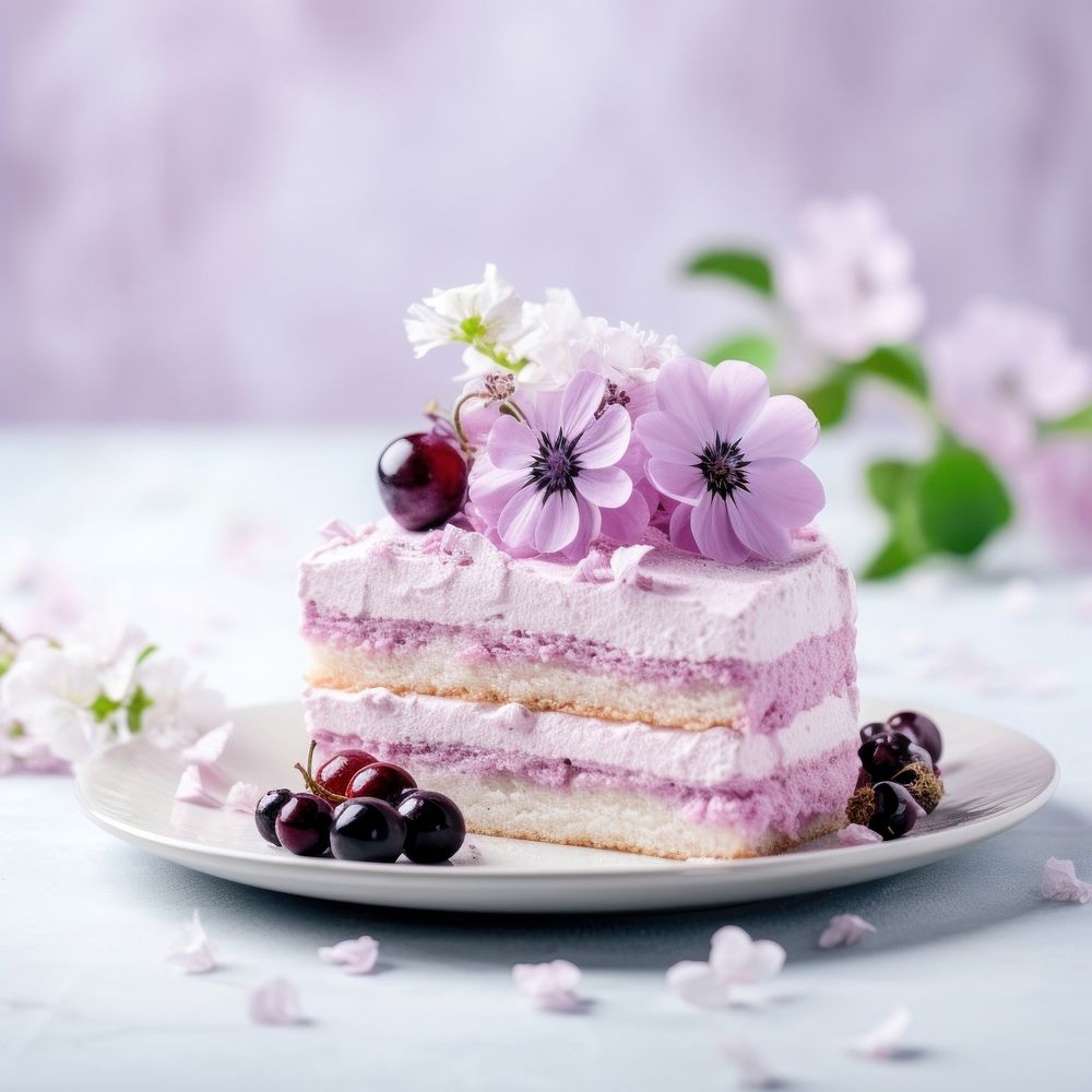 Fruits cake dessert flower cream. AI generated Image by rawpixel.