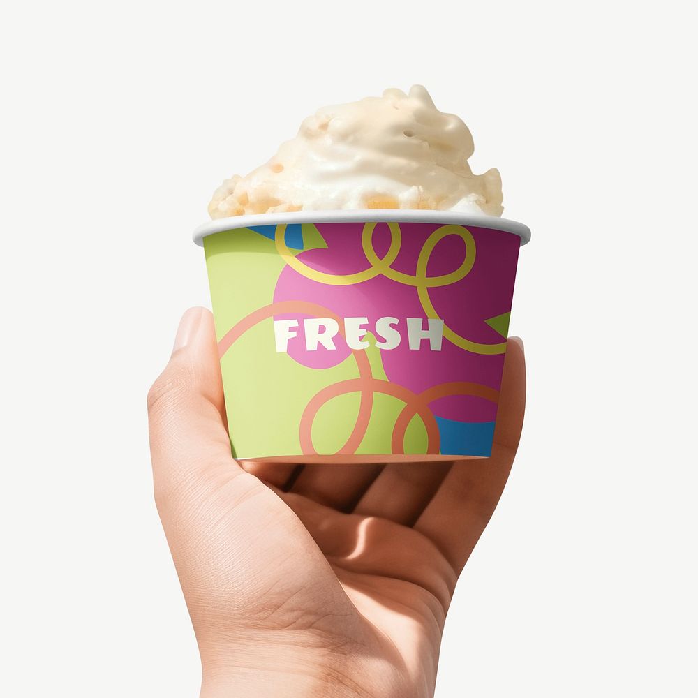 Ice-cream cup mockup, packaging psd