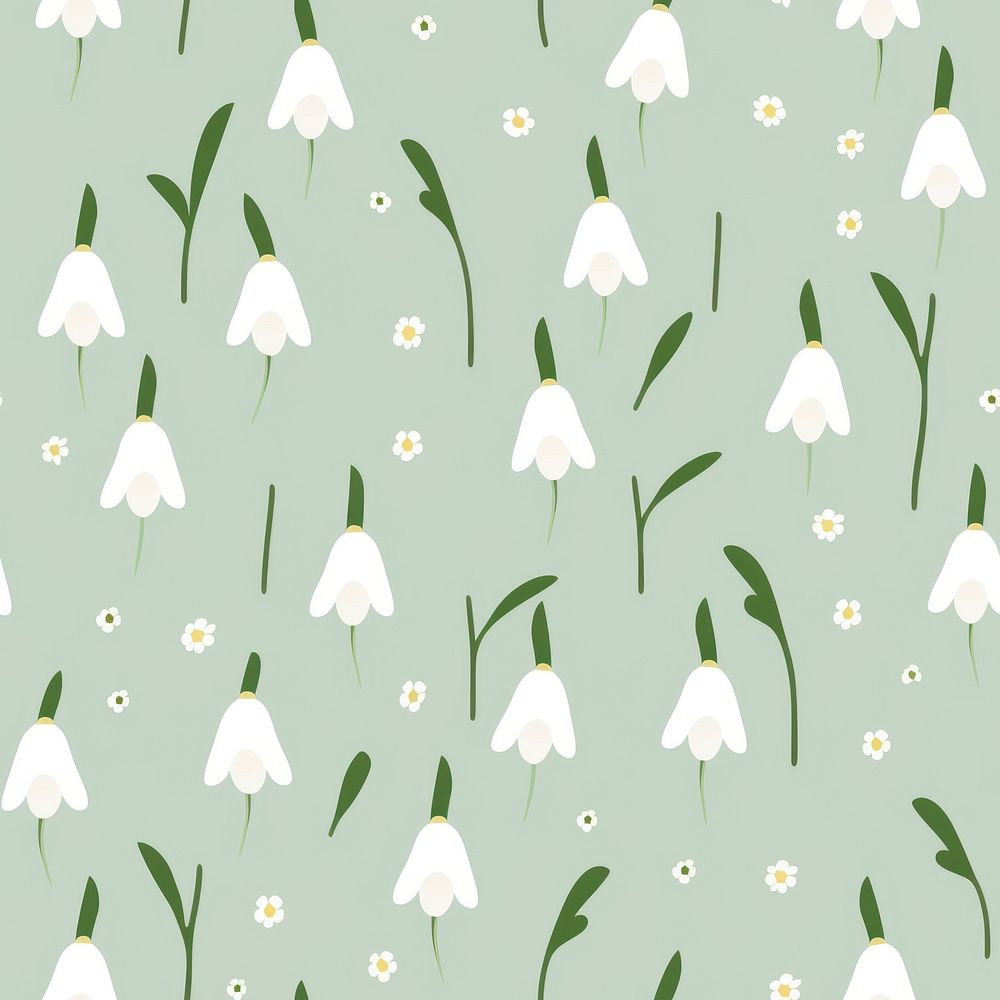 Snowdrop pattern backgrounds flower. AI generated Image by rawpixel.