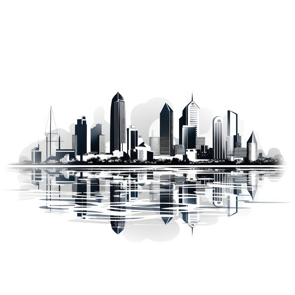 Abu Dhabi Skyline architecture waterfront skyscraper. AI generated Image by rawpixel.