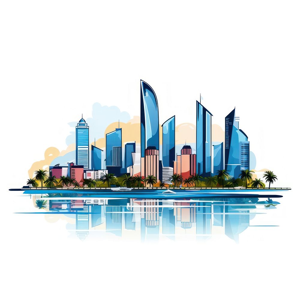 Abu Dhabi Skyline architecture waterfront cityscape. AI generated Image by rawpixel.
