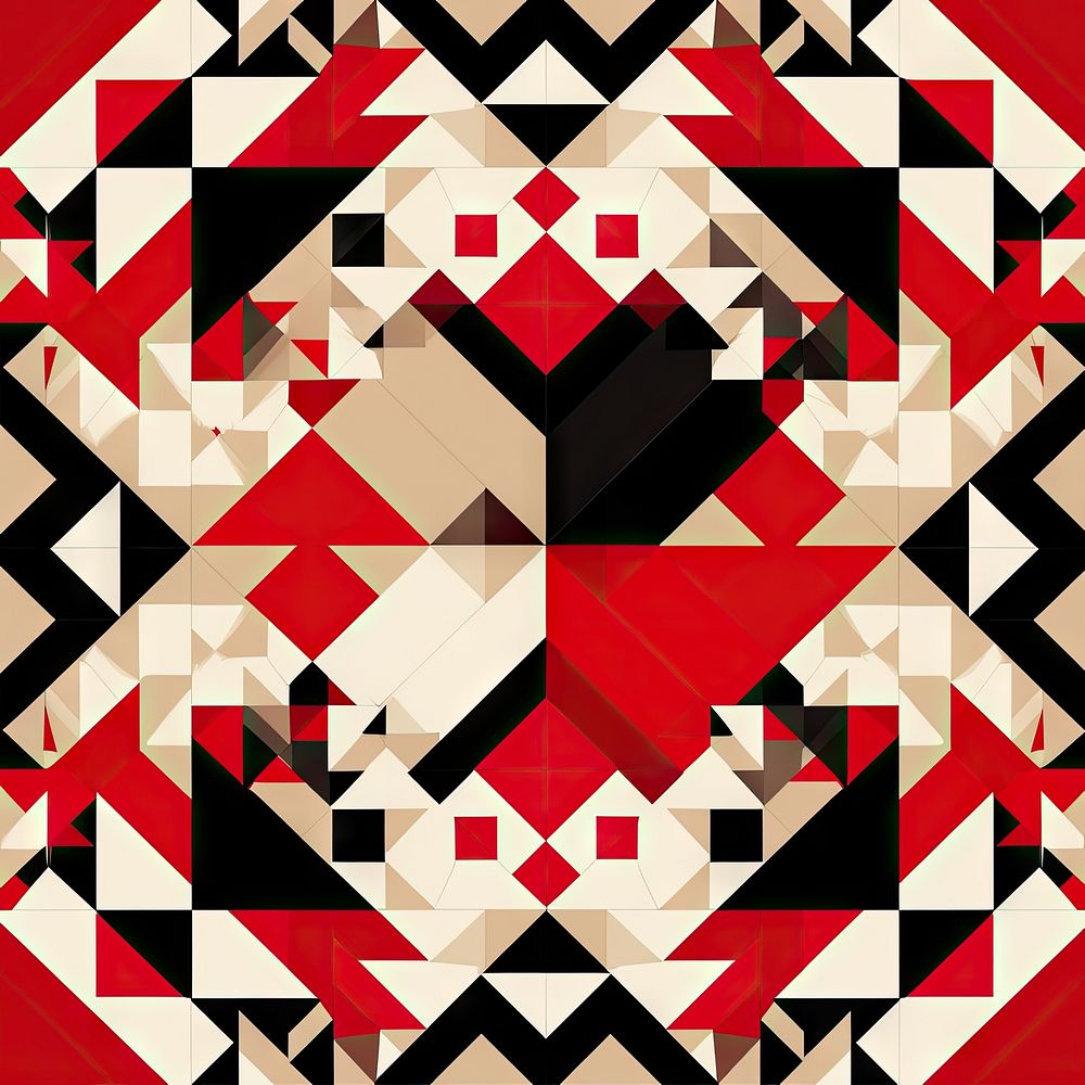 Modern seamless pattern art quilt red. AI generated Image by rawpixel.