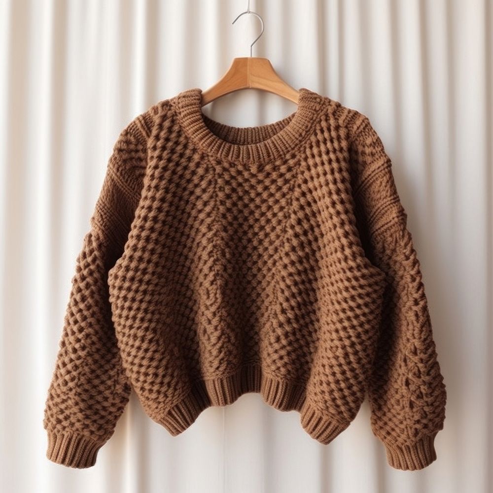 Brown knitted sweater coathanger outerwear clothing. AI generated Image by rawpixel.