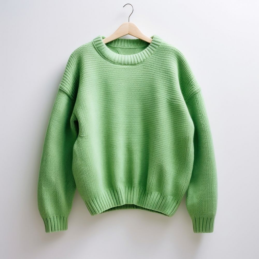 Green sweater sweatshirt white background coathanger. AI generated Image by rawpixel.