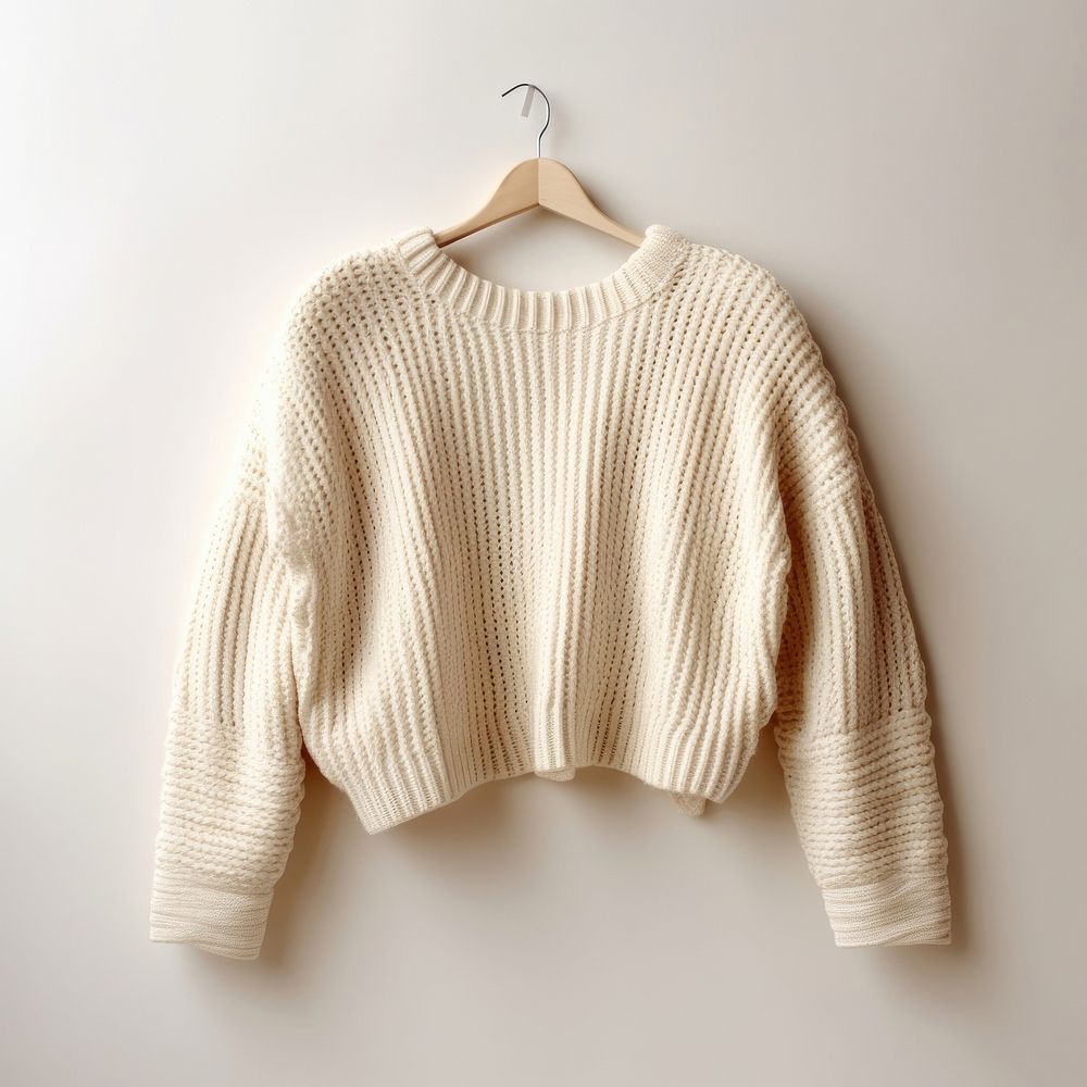 Knitted sweater white coathanger sweatshirt. 