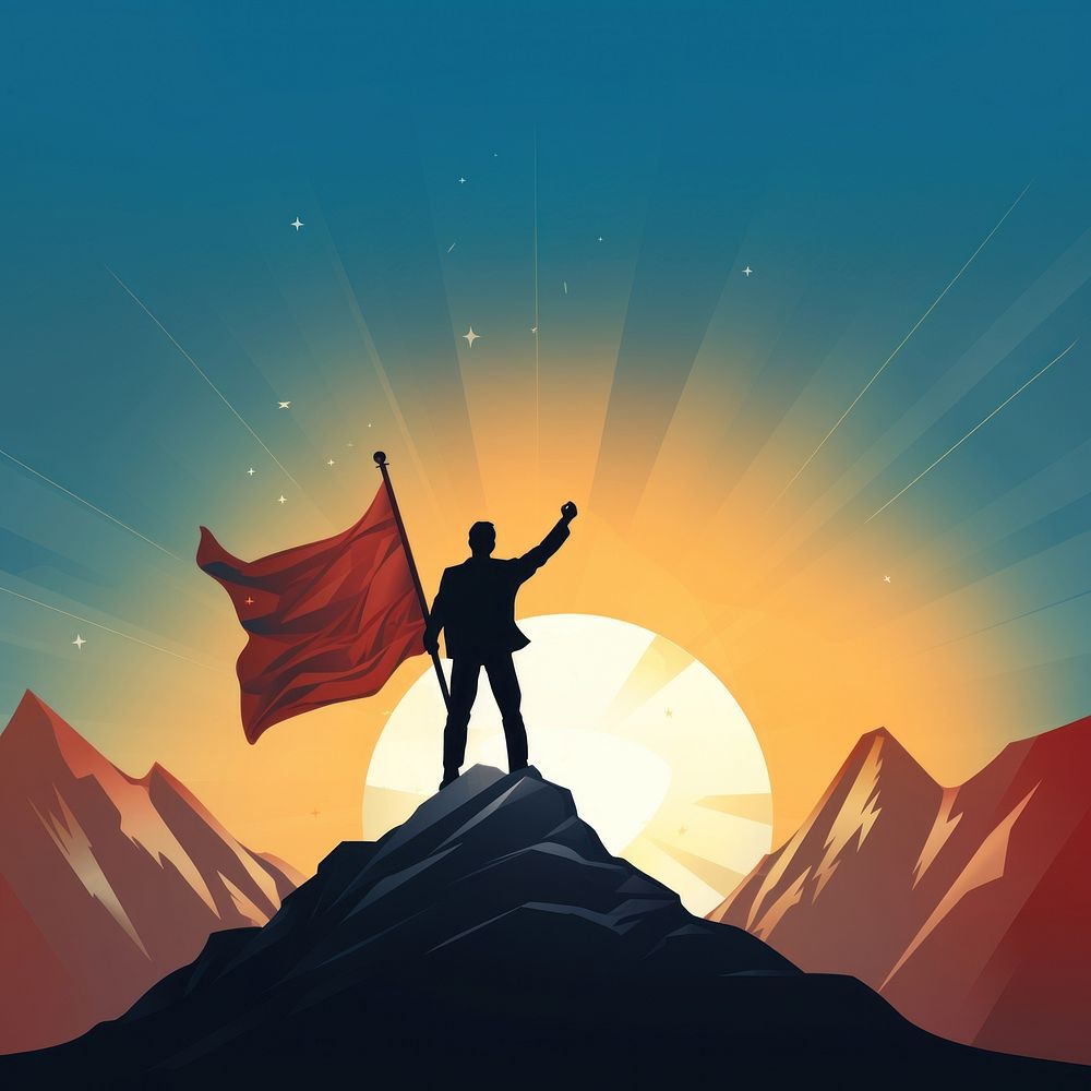 Businessman flag silhouette mountain. AI generated Image by rawpixel.