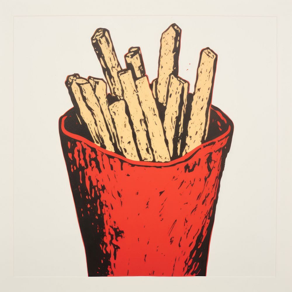 French fried fries food red. AI generated Image by rawpixel.