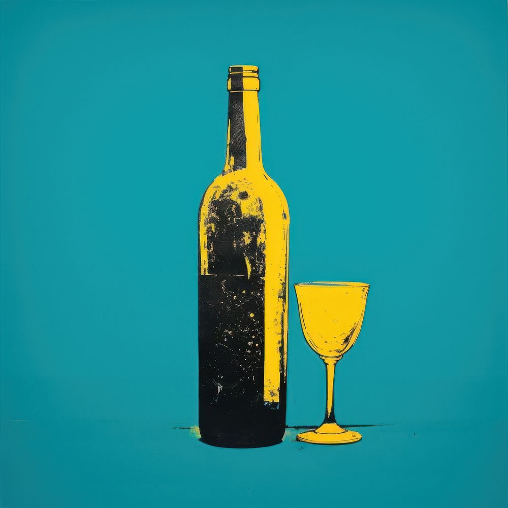 Wine bottle yellow glass. AI | Premium Photo Illustration - rawpixel