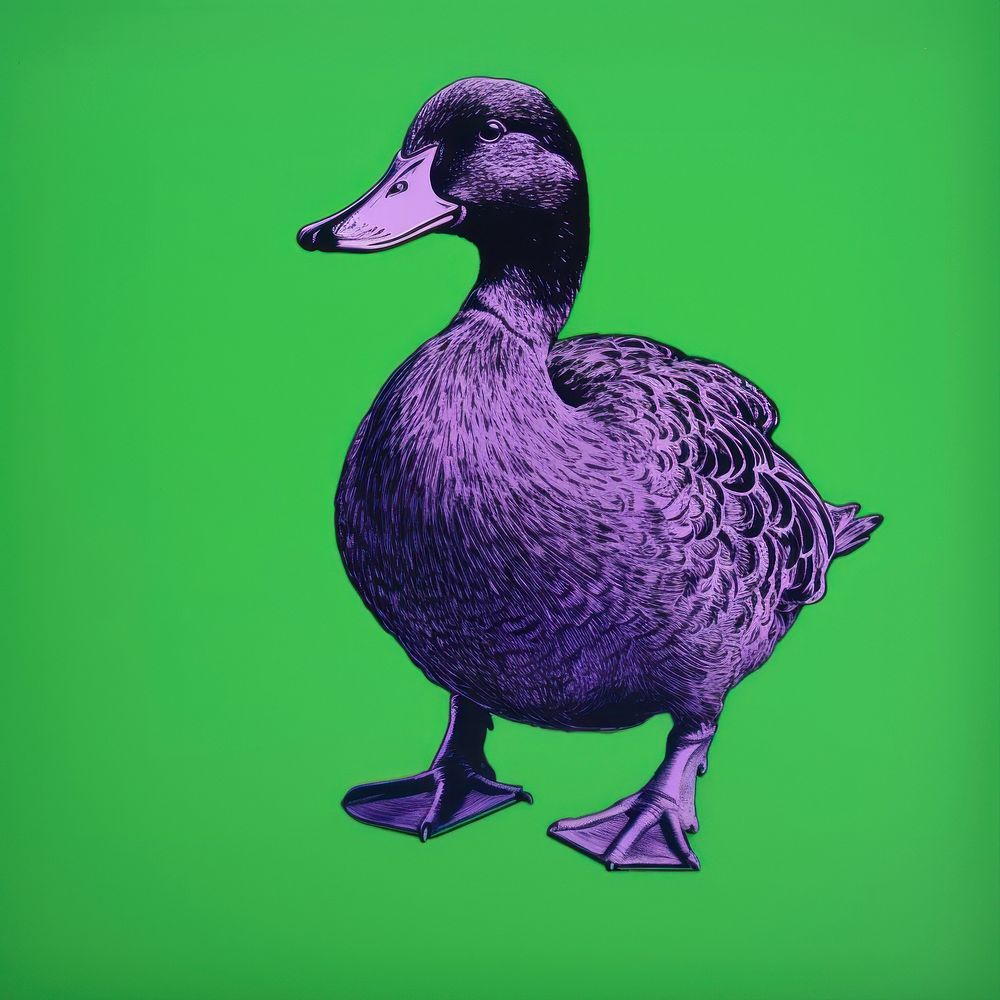 Duck animal purple green. AI generated Image by rawpixel.