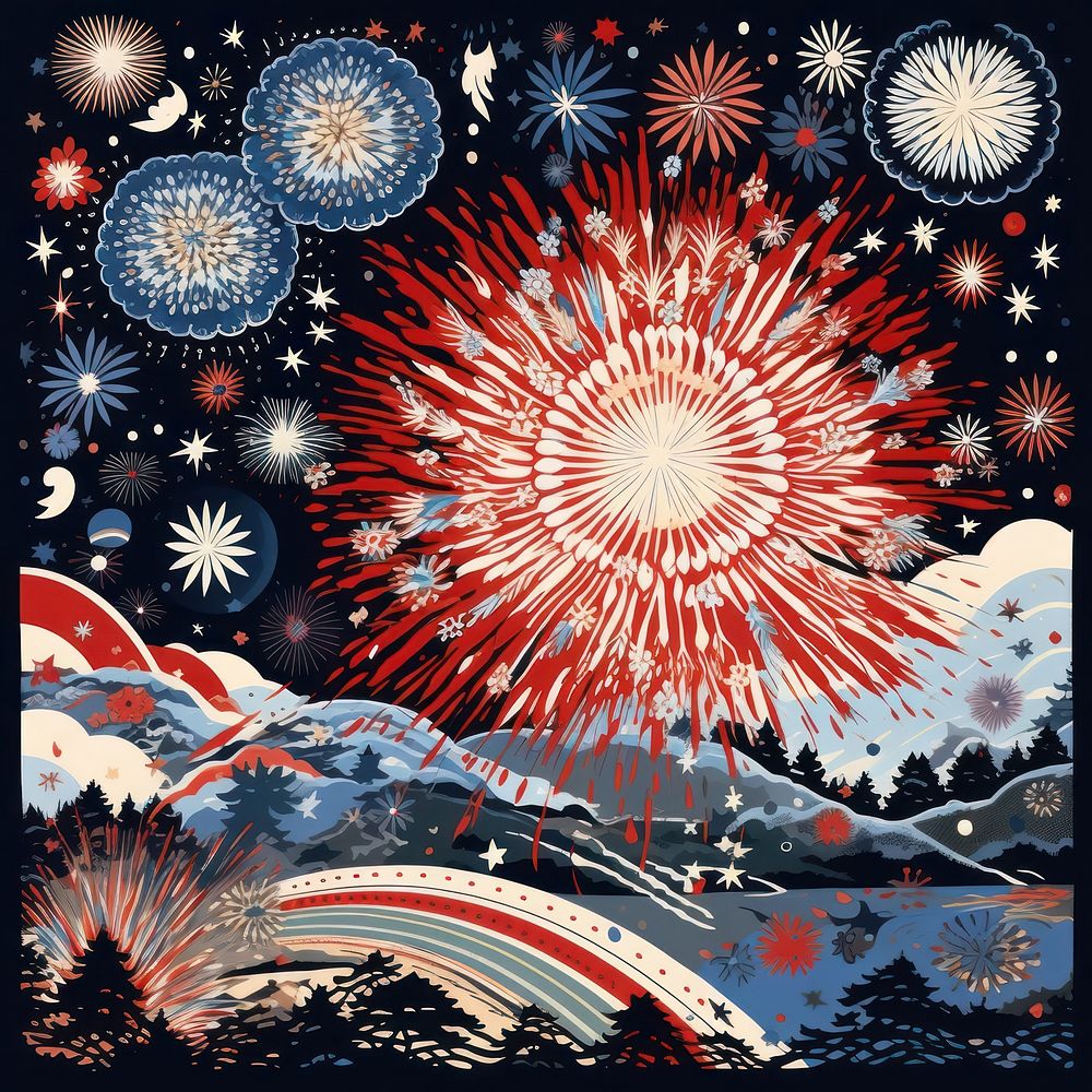 Explosion Of Fireworks fireworks art celebration. AI generated Image by rawpixel.