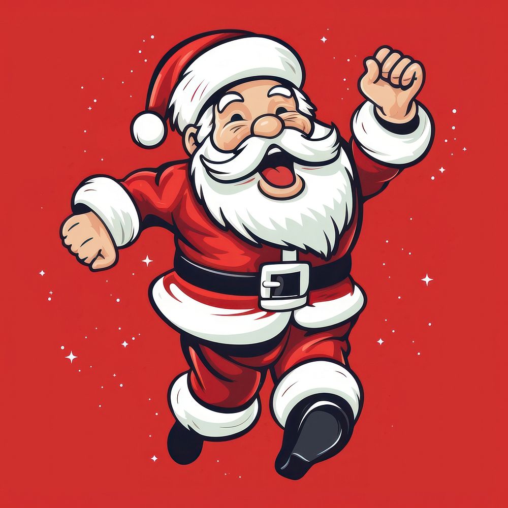 Happy santa smiling and jumping celebration christmas happiness. AI generated Image by rawpixel.