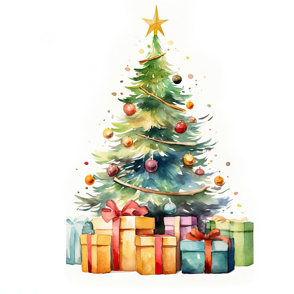 Christmas Tree With Colorful Gift Boxes christmas tree plant. AI generated Image by rawpixel.