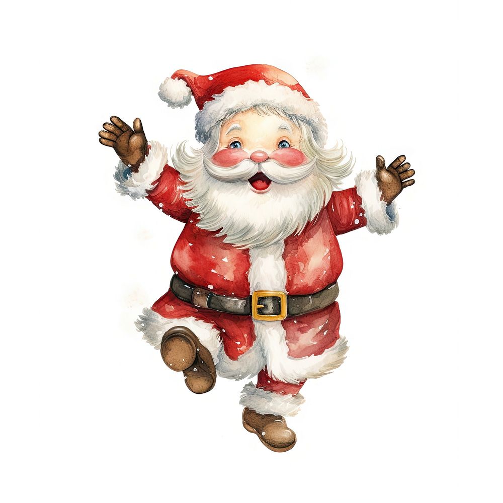 Cute Santa Claus jumping white background santa claus celebration. AI generated Image by rawpixel.