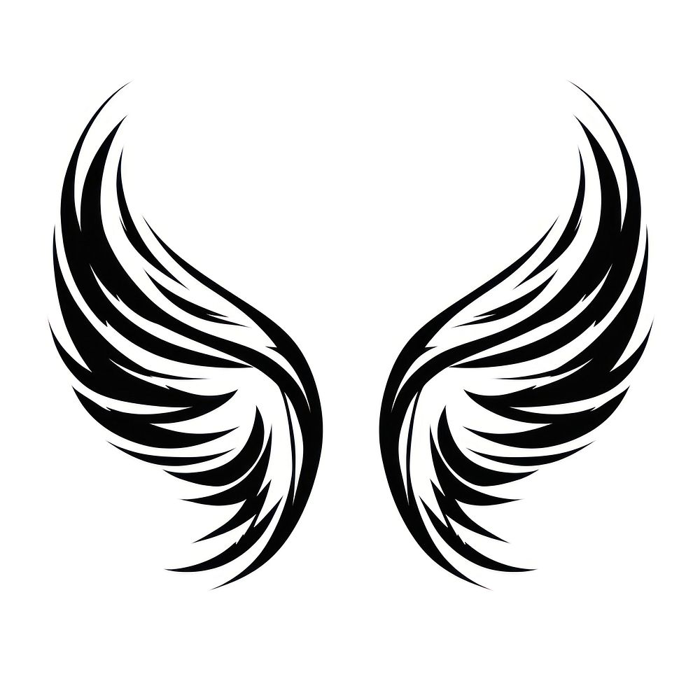 Wings symbol white black. AI generated Image by rawpixel.